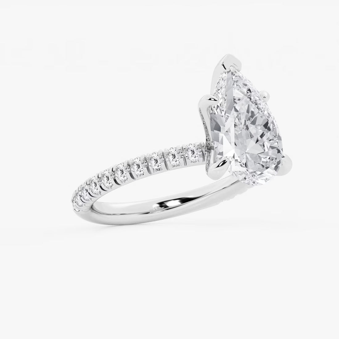 Classic Pear-Cut Lab-Diamond Pavé Engagement Ring