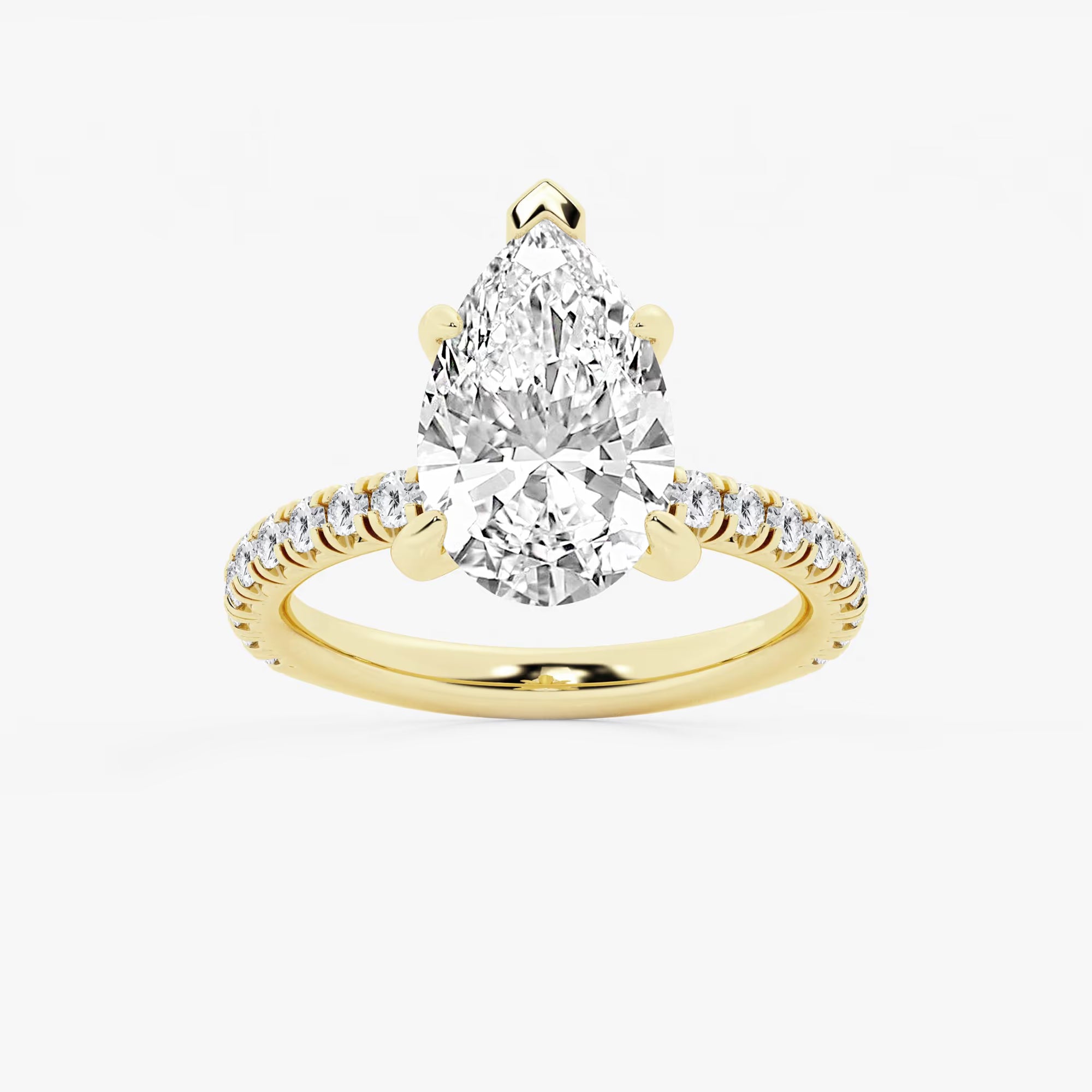Classic Pear-Cut Lab-Diamond Pavé Engagement Ring