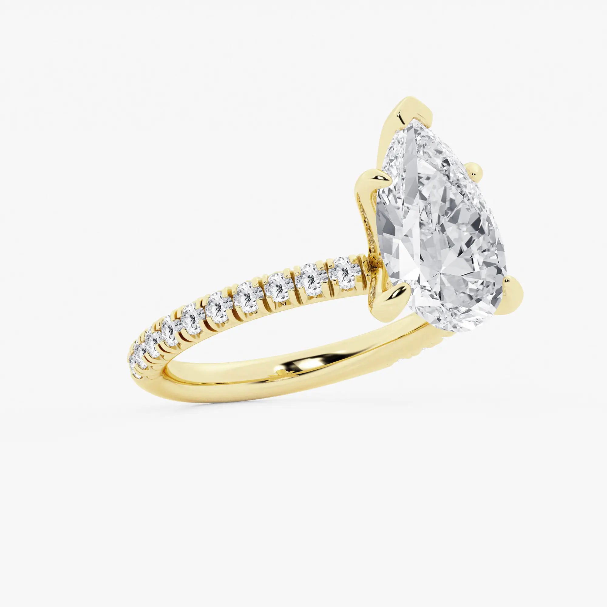 Classic Pear-Cut Lab-Diamond Pavé Engagement Ring