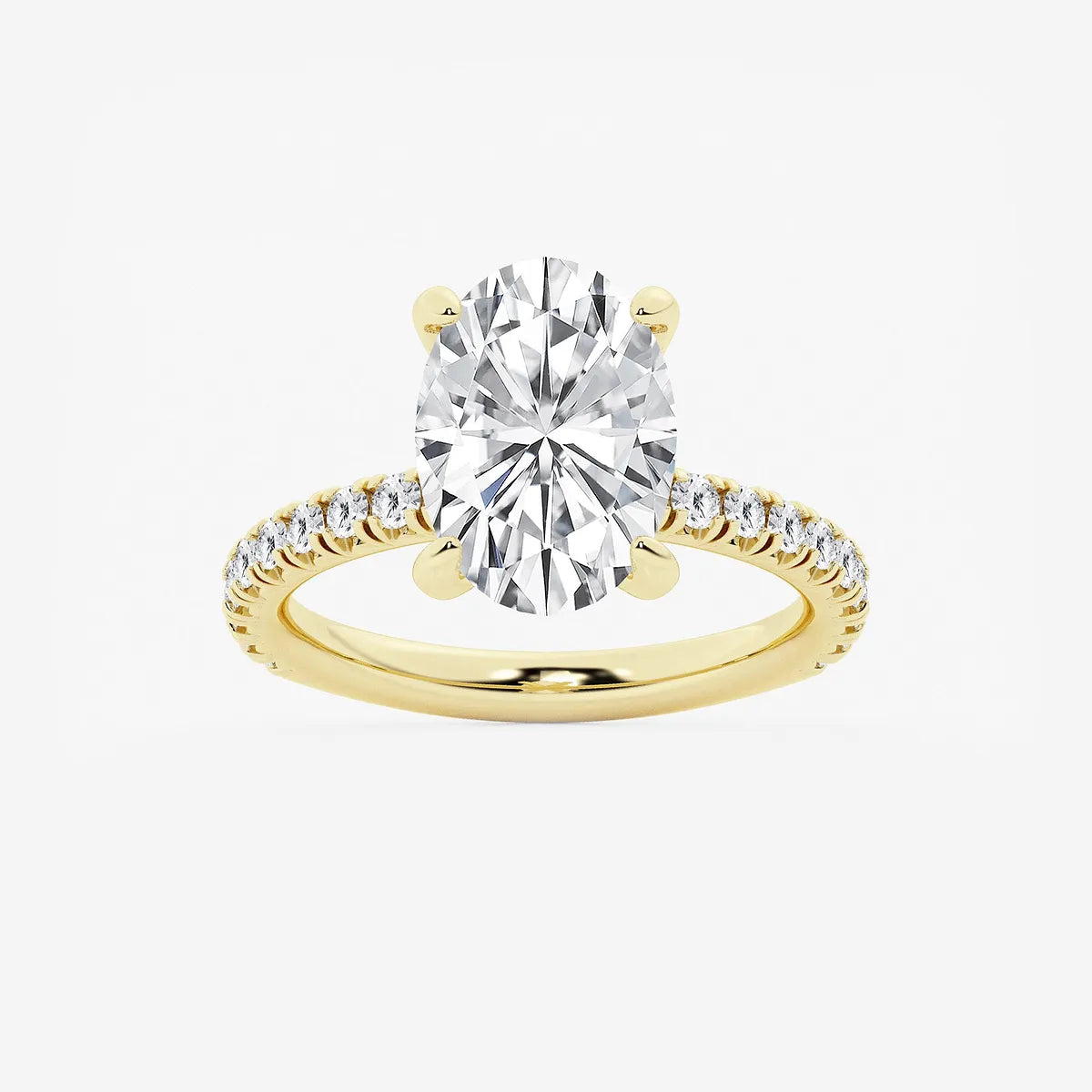 Aurielle Oval Lab Grown Diamond Side Stone Engagement Ring