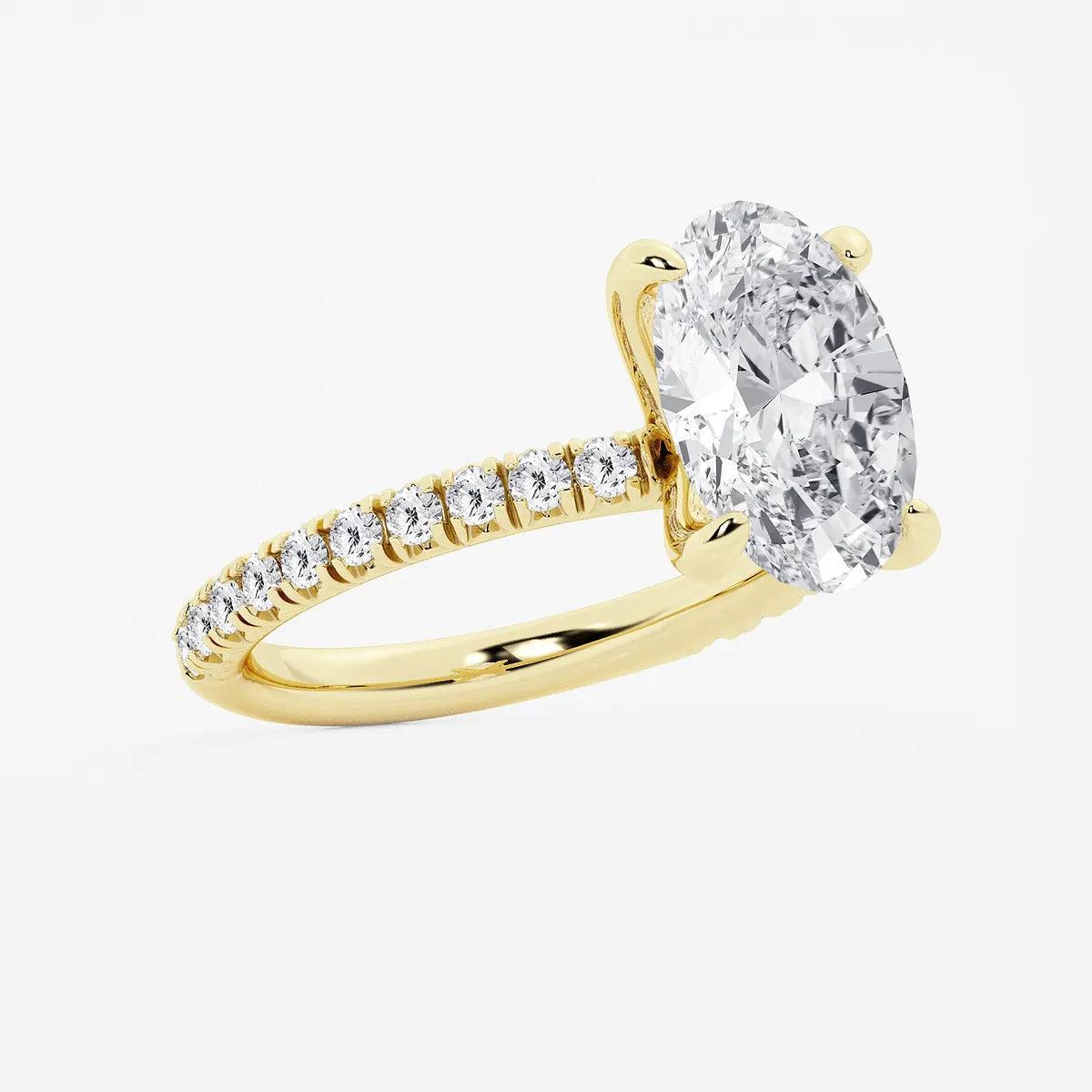 Aurielle Oval Lab Grown Diamond Side Stone Engagement Ring