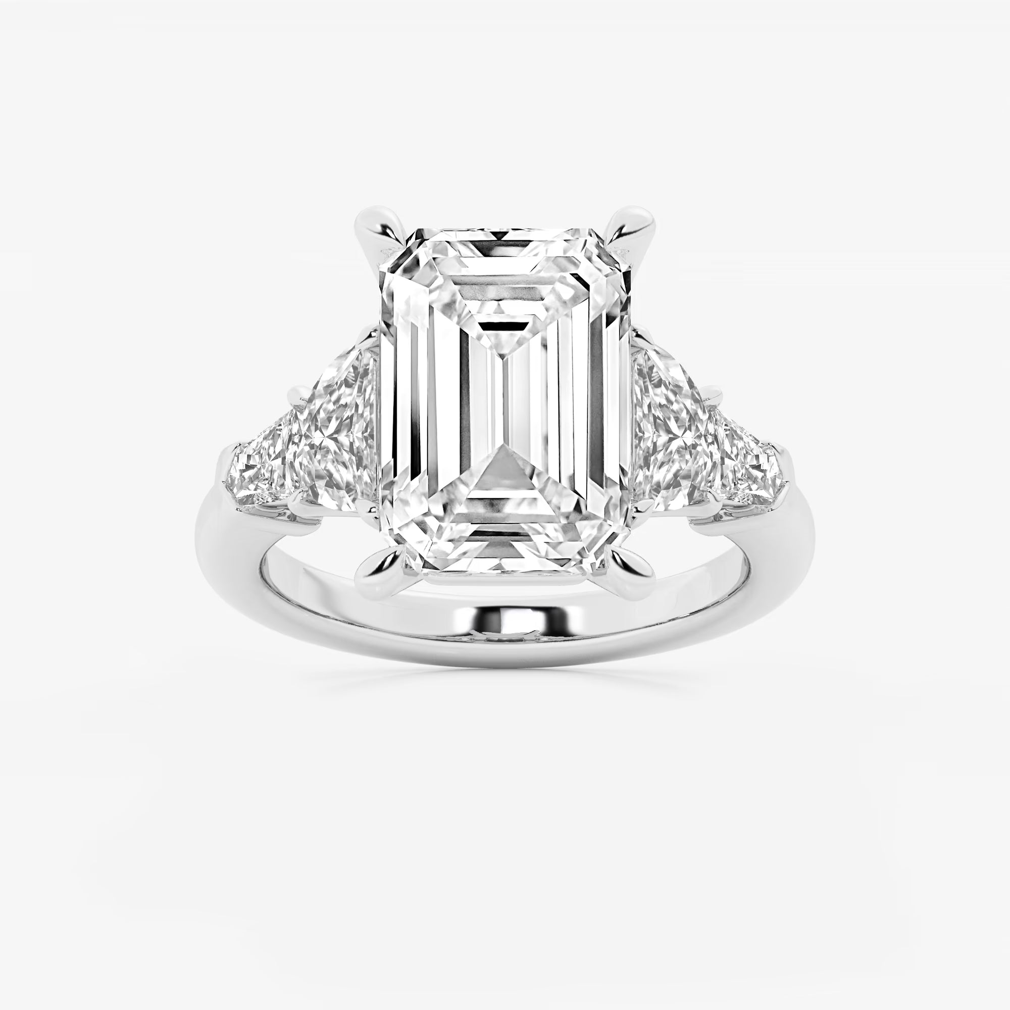 Emerald Cut Lab Diamond Three Stone Ring