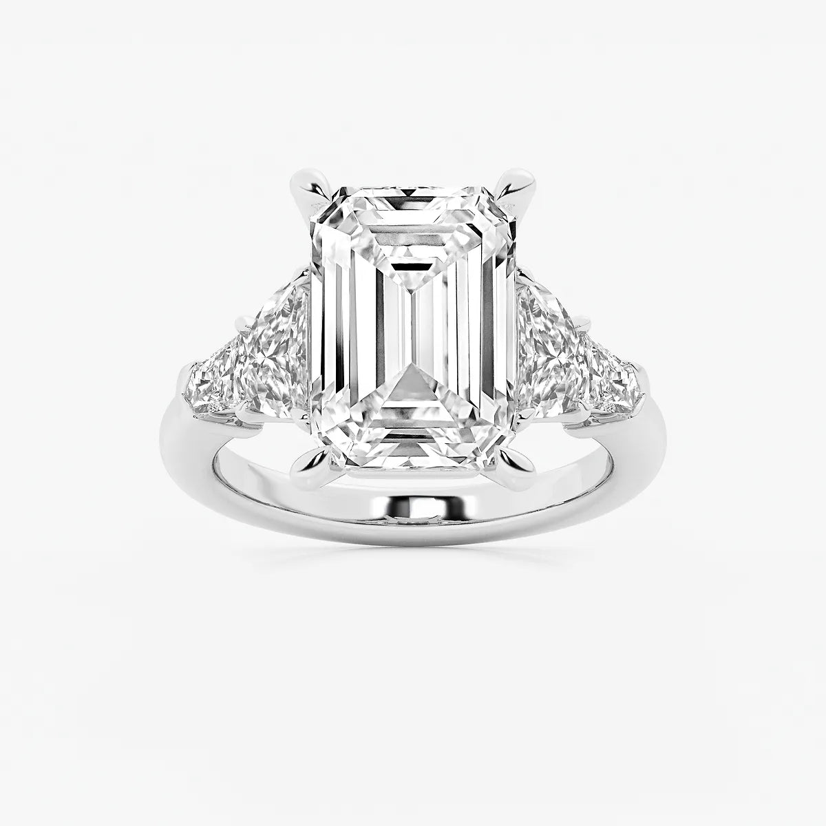 Emerald Cut Lab Diamond Three Stone Ring