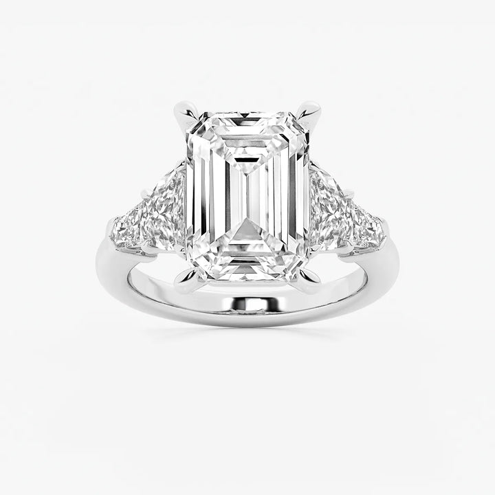 Emerald Cut Lab Diamond Three Stone Ring