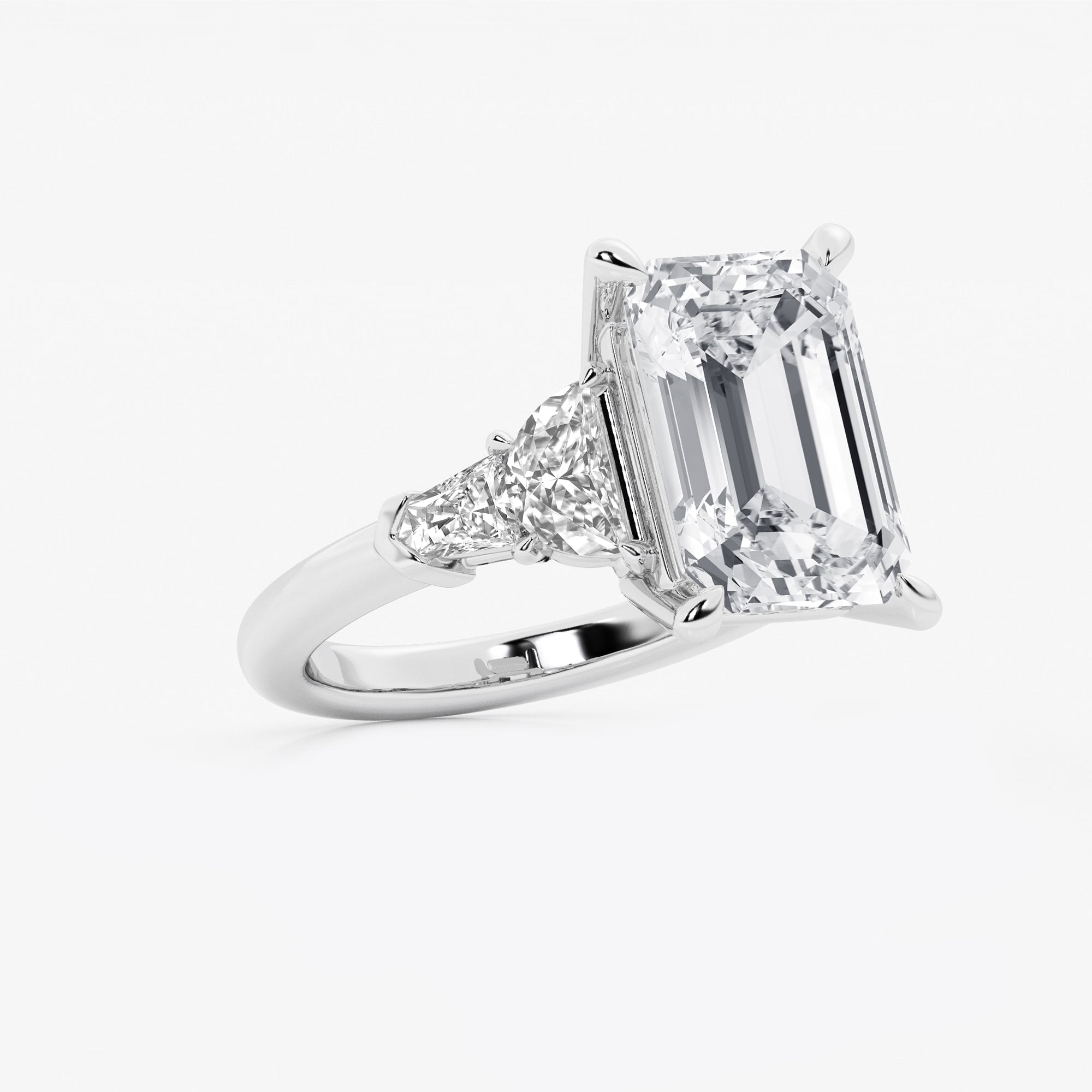 Emerald Cut Lab Diamond Three Stone Ring