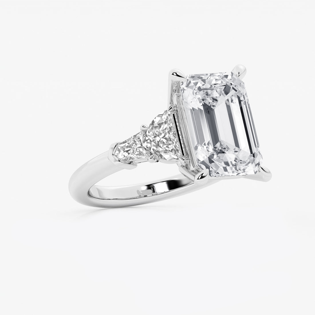Emerald Cut Lab Diamond Three Stone Ring