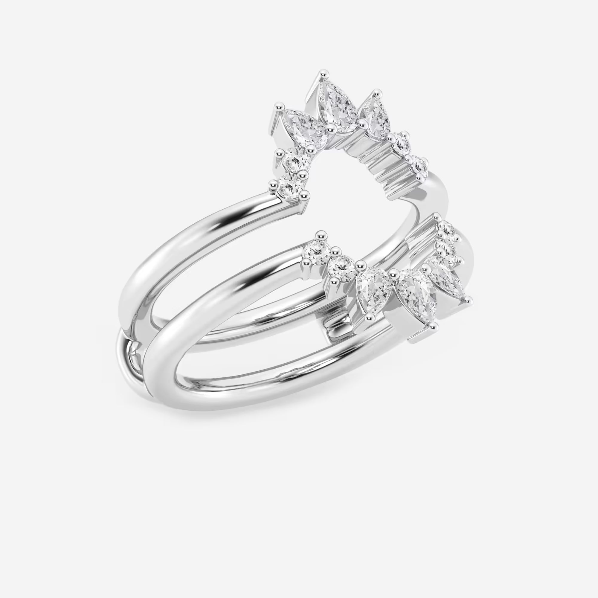 Pear & Round Lab Grown Diamond Ring Enhancer Guard in Solid Gold