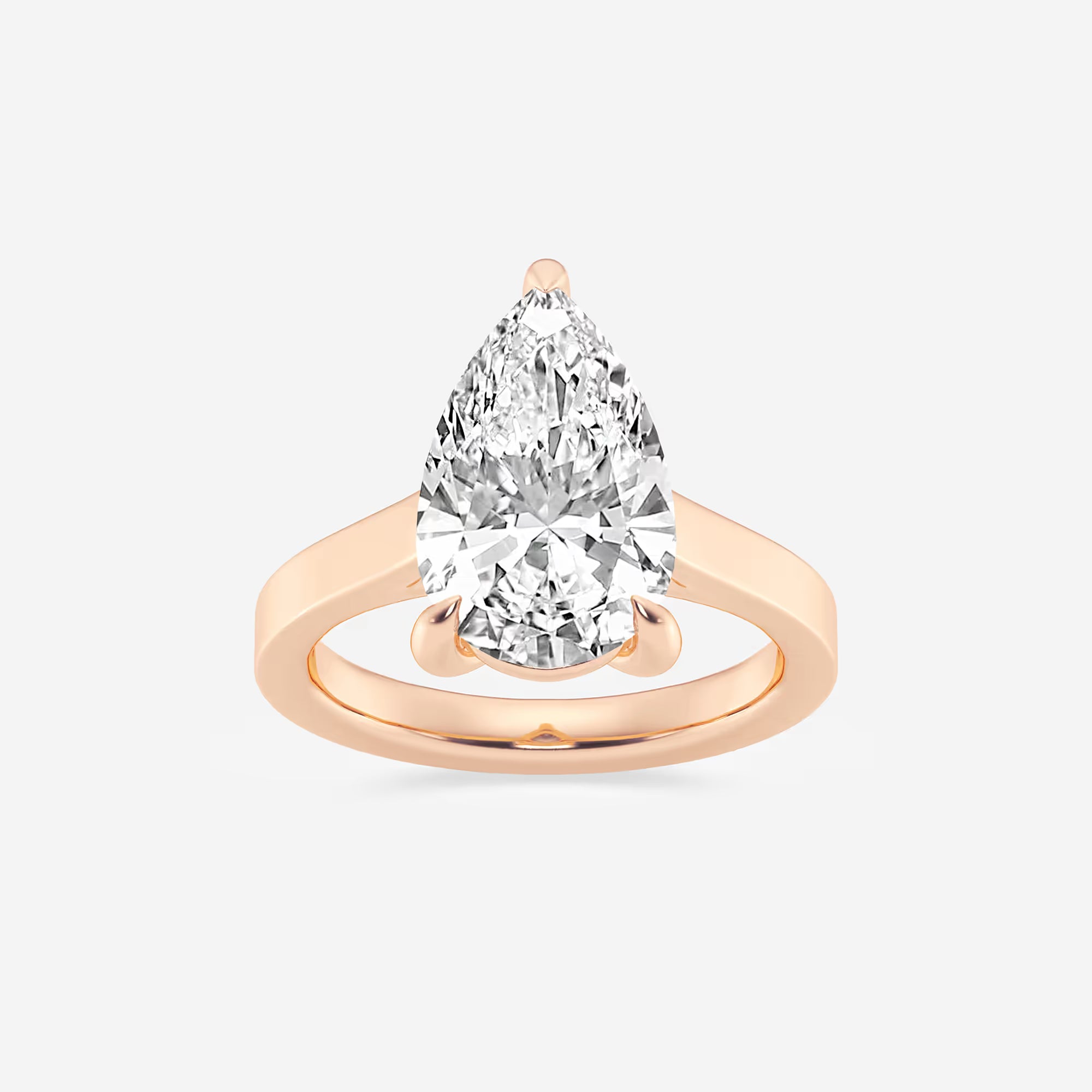Pear Cut Lab Grown Diamond Engagement Ring, Cathedral Solitaire Pear Shape Diamond Ring