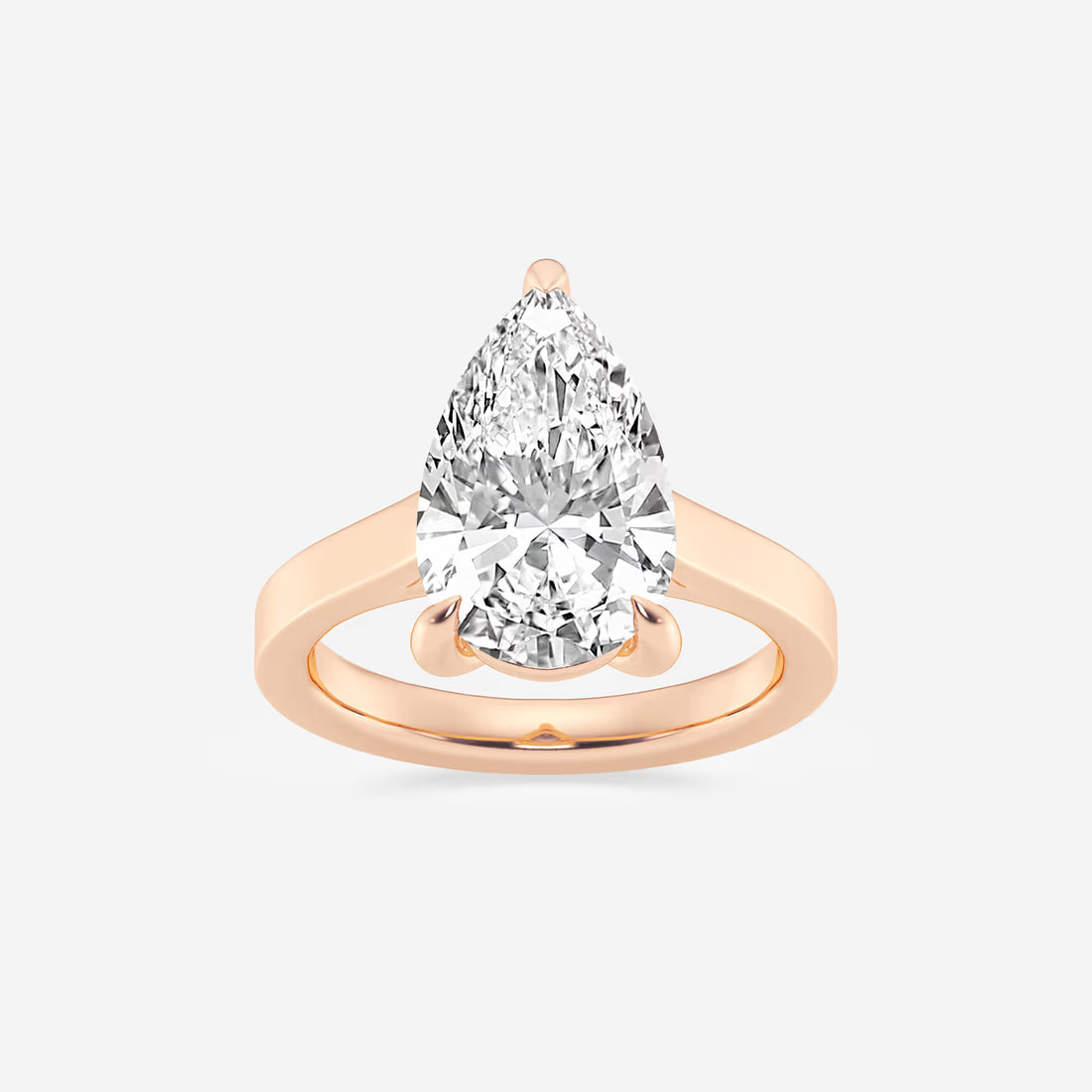 Pear Cut Lab Grown Diamond Engagement Ring, Cathedral Solitaire Pear Shape Diamond Ring