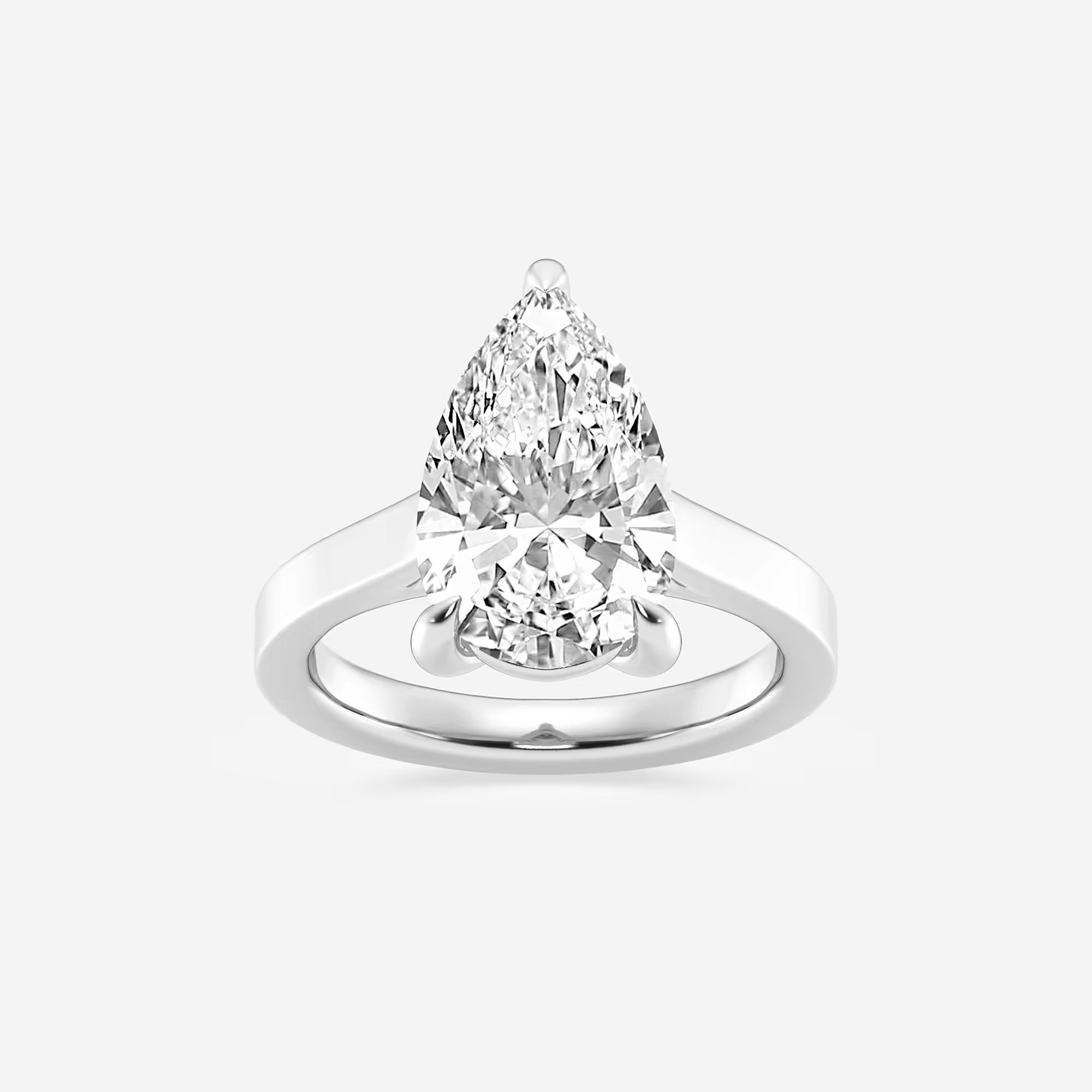 Pear Cut Lab Grown Diamond Engagement Ring, Cathedral Solitaire Pear Shape Diamond Ring