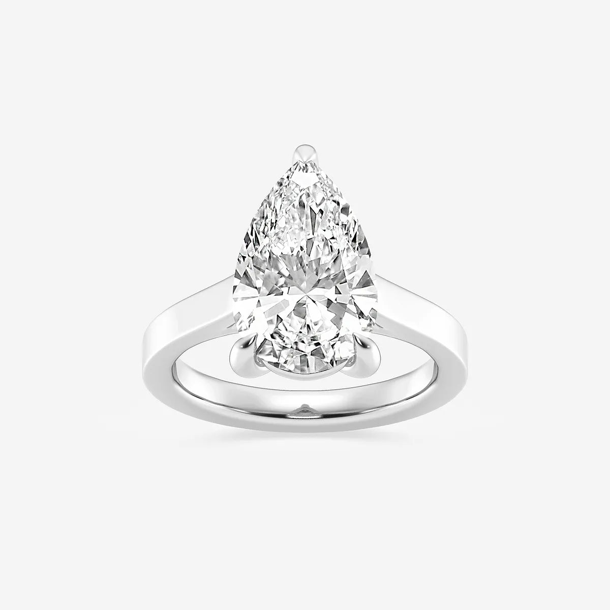 Pear Cut Lab Grown Diamond Engagement Ring, Cathedral Solitaire Pear Shape Diamond Ring