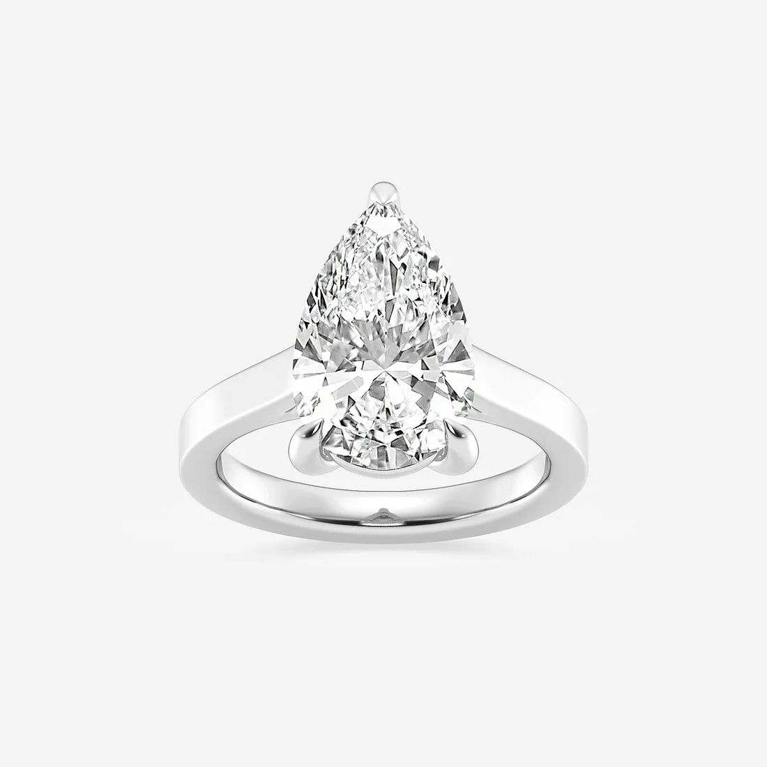Pear Cut Lab Grown Diamond Engagement Ring, Cathedral Solitaire Pear Shape Diamond Ring