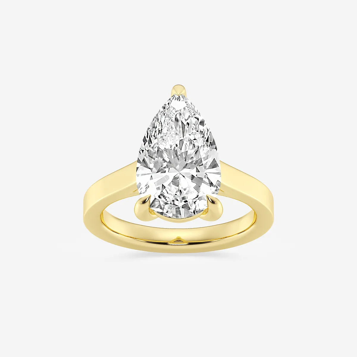 Pear Cut Lab Grown Diamond Engagement Ring, Cathedral Solitaire Pear Shape Diamond Ring