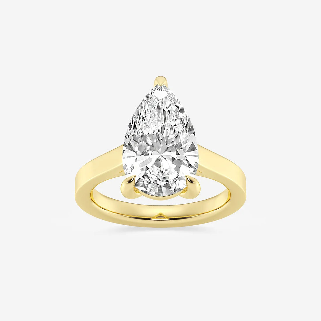 Pear Cut Lab Grown Diamond Engagement Ring, Cathedral Solitaire Pear Shape Diamond Ring