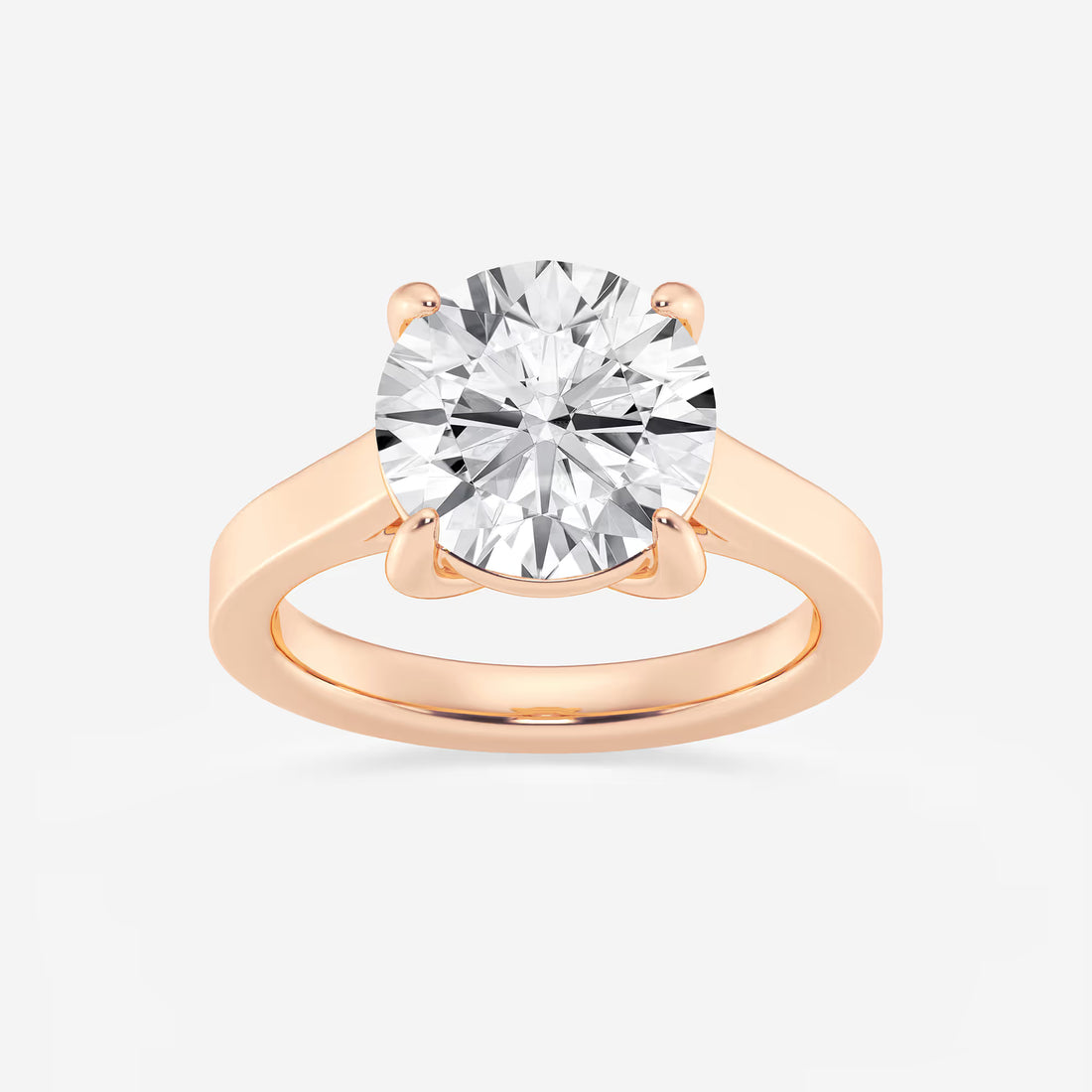 Modern Flat-Edge Solitaire Engagement Ring in White Gold with Round Brilliant Center Stone