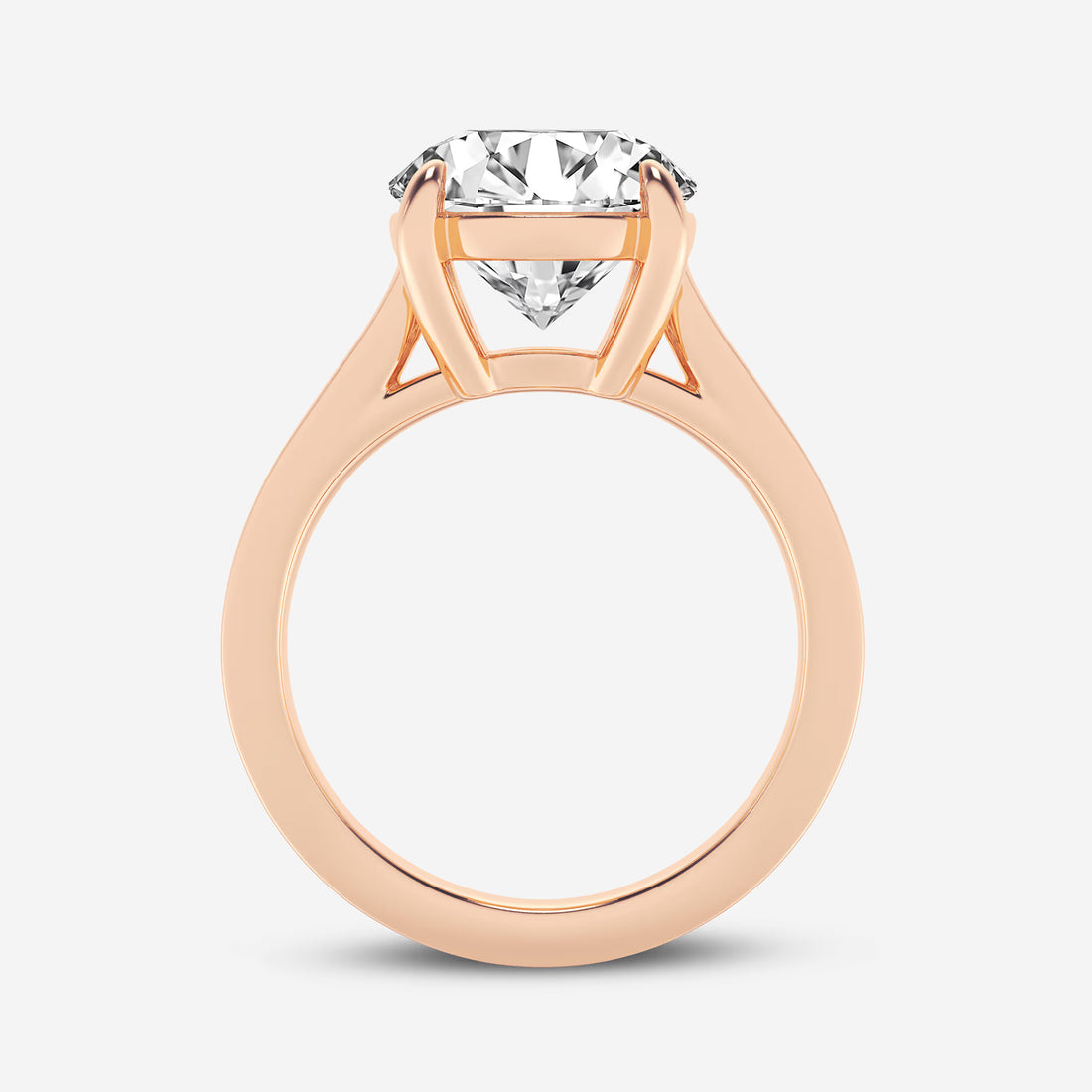 Classic Knife-Edge Solitaire Engagement Ring in White Gold with Round Brilliant Center Stone