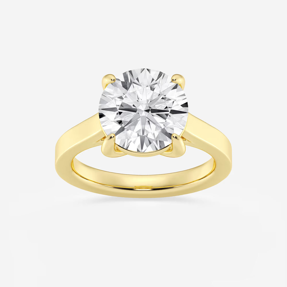 Classic Knife-Edge Solitaire Engagement Ring in White Gold with Round Brilliant Center Stone