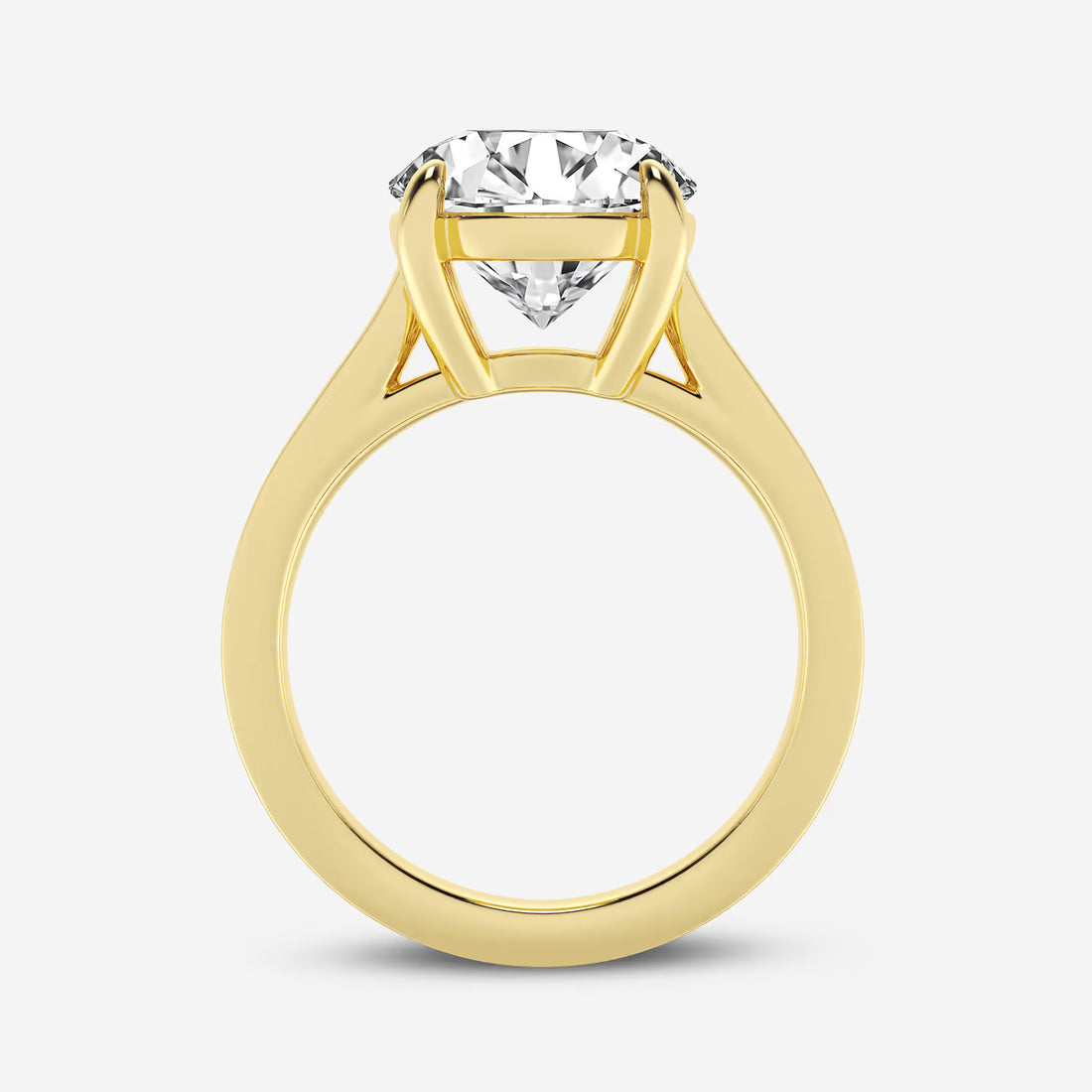 Classic Knife-Edge Solitaire Engagement Ring in White Gold with Round Brilliant Center Stone