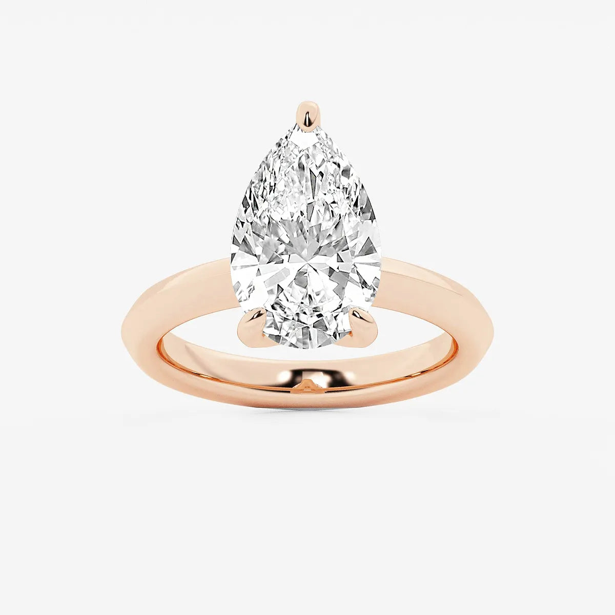 Pear Cut Lab Grown Diamond Engagement Ring  Classic Solitaire Pear Shape Diamond Ring