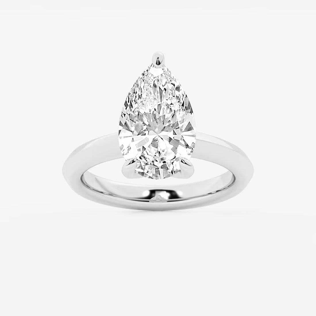 Pear Cut Lab Grown Diamond Engagement Ring  Classic Solitaire Pear Shape Diamond Ring