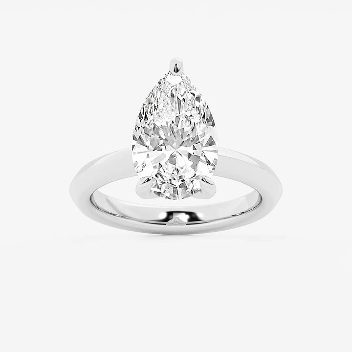 Pear Cut Lab Grown Diamond Engagement Ring  Classic Solitaire Pear Shape Diamond Ring