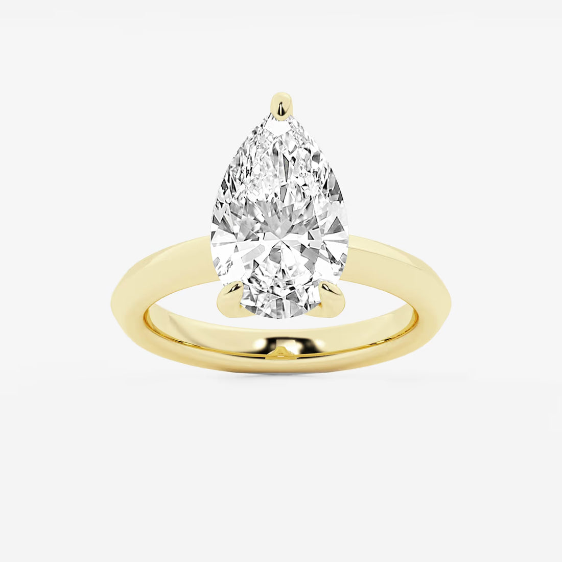 Pear Cut Lab Grown Diamond Engagement Ring  Classic Solitaire Pear Shape Diamond Ring