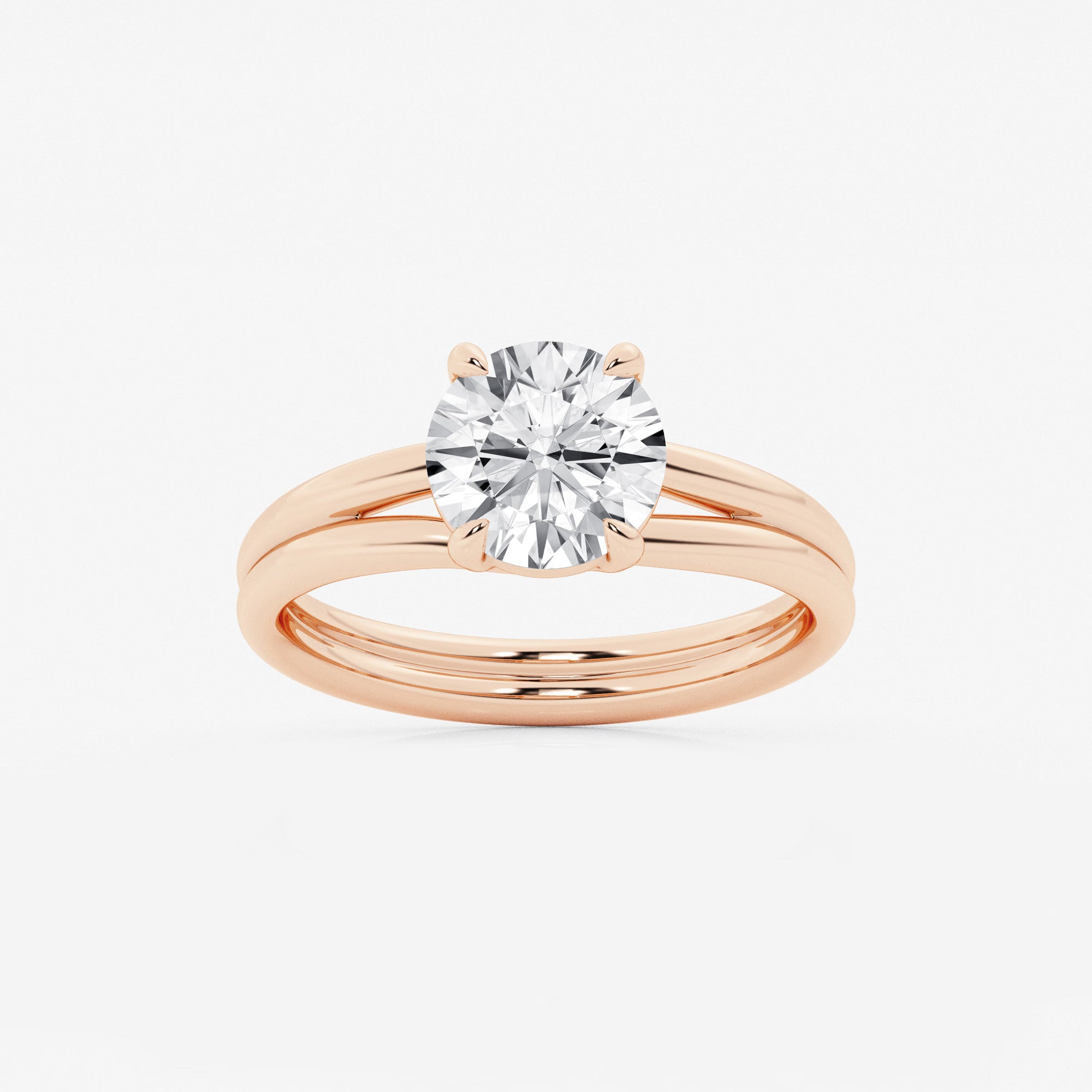 Round Cut Lab Grown Diamond Solitaire Bridal Set