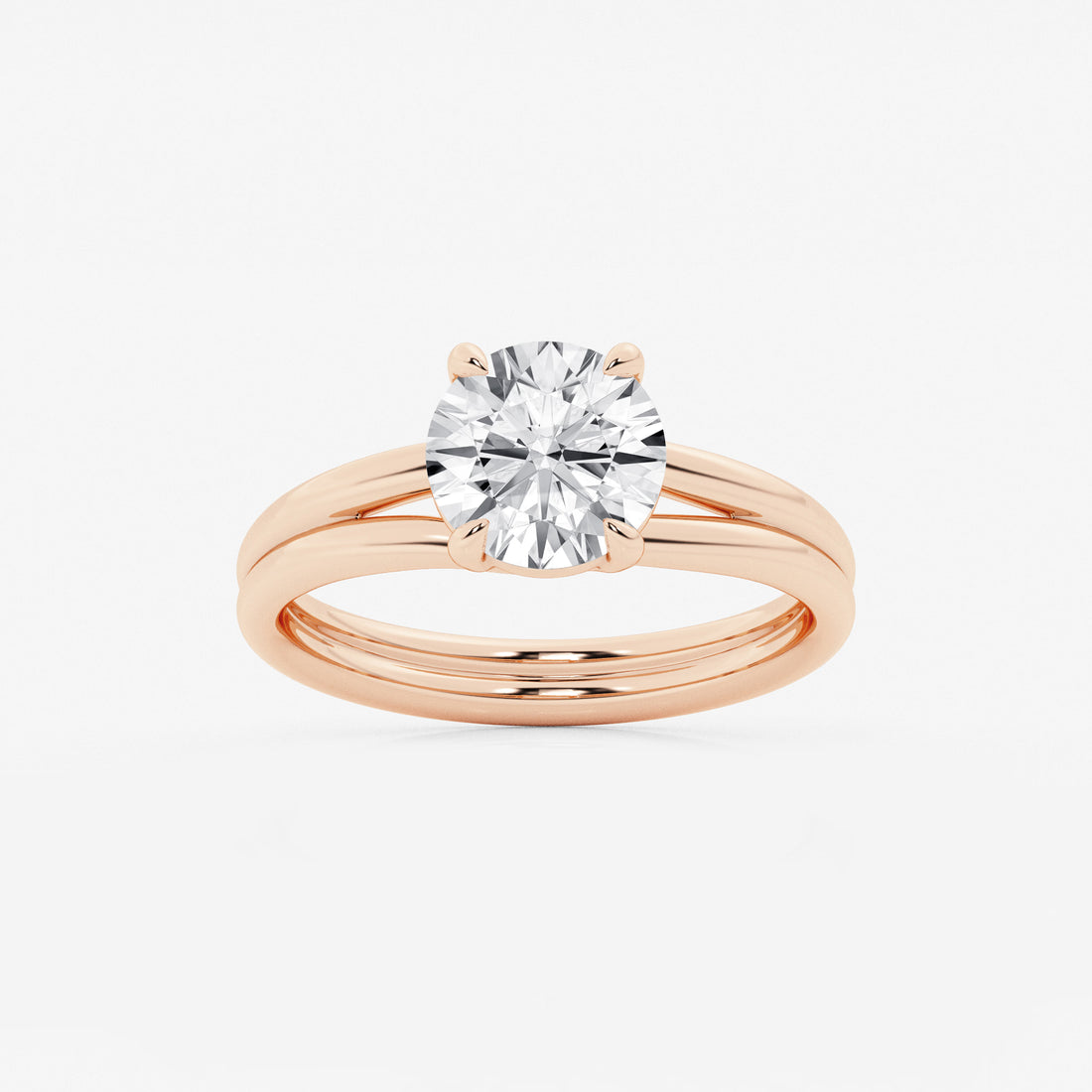 Round Cut Lab Grown Diamond Solitaire Bridal Set
