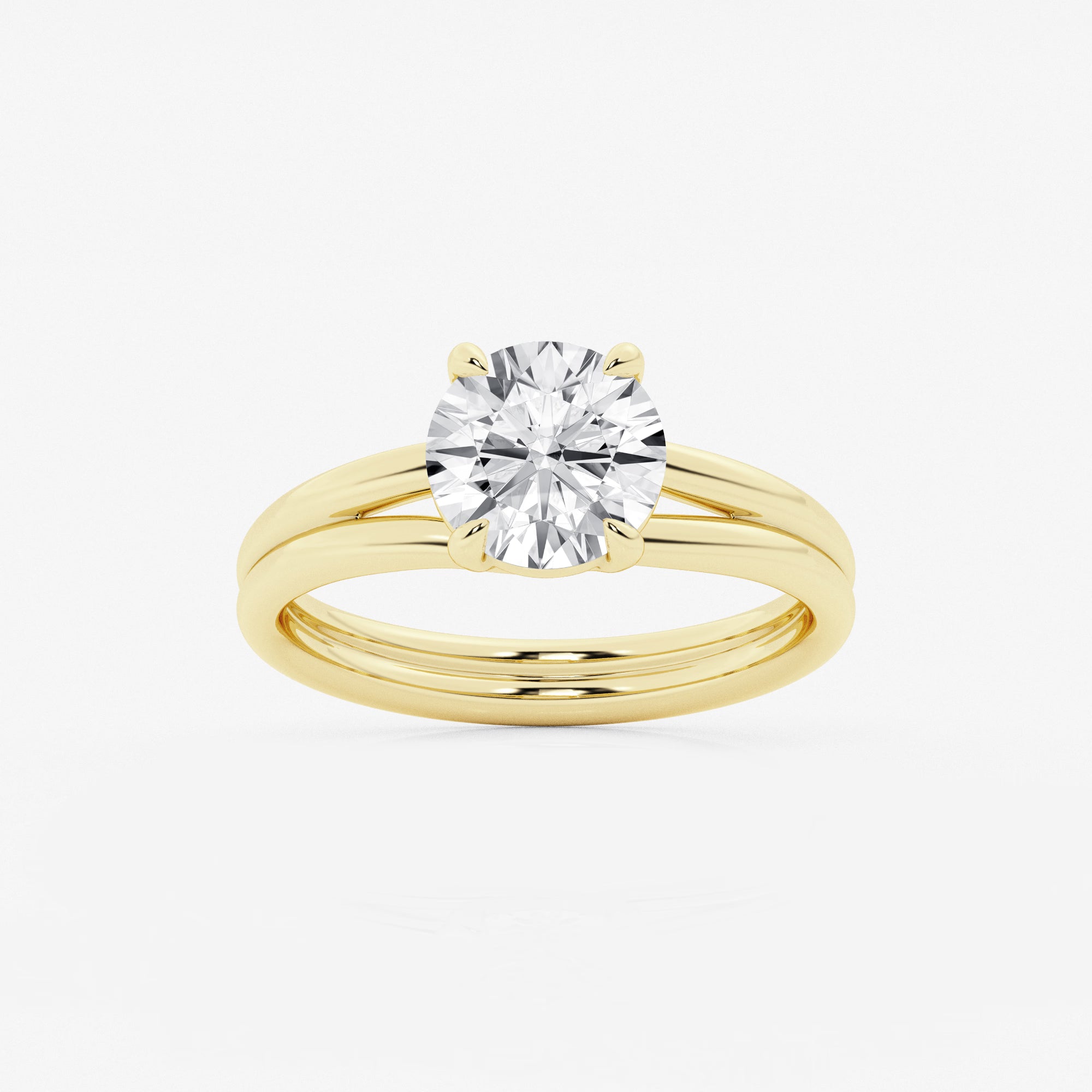 Round Cut Lab Grown Diamond Solitaire Bridal Set