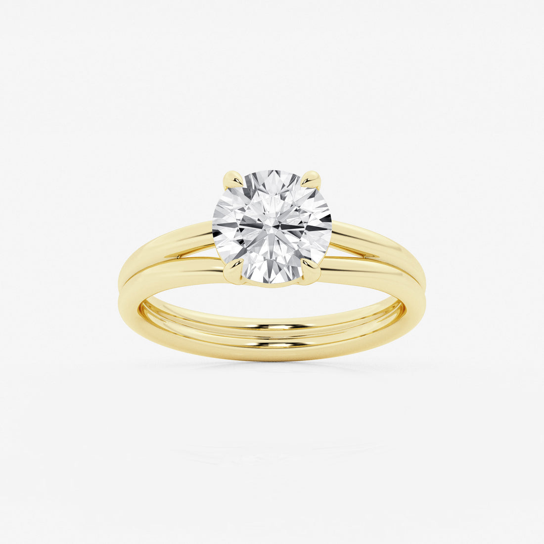 Round Cut Lab Grown Diamond Solitaire Bridal Set