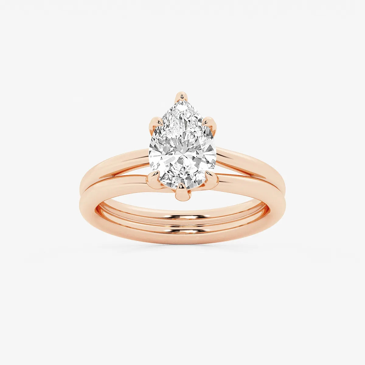 Pear Cut Lab Grown Diamond Engagement Ring  Hidden Halo Pear Shape Diamond Rin