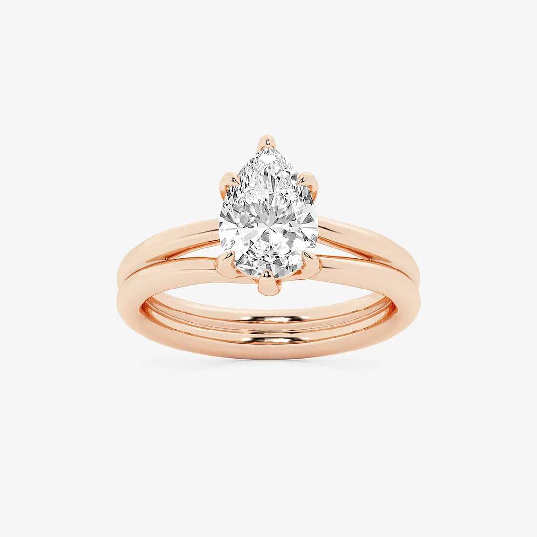 Pear Cut Lab Grown Diamond Engagement Ring  Hidden Halo Pear Shape Diamond Rin