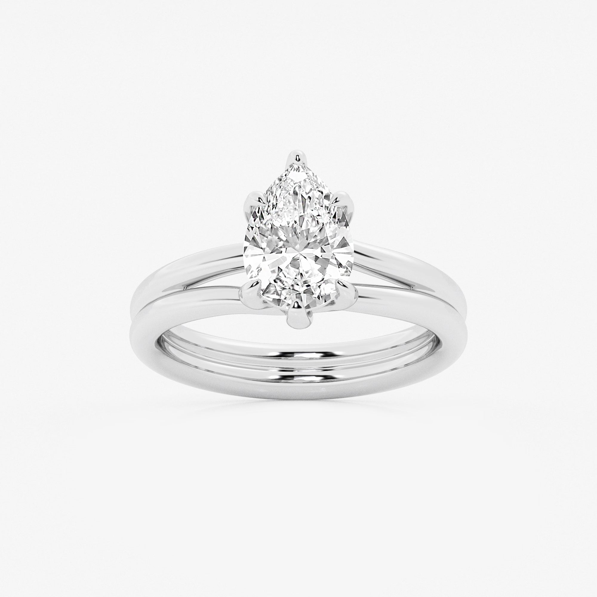 Pear Cut Lab Grown Diamond Engagement Ring  Hidden Halo Pear Shape Diamond Rin