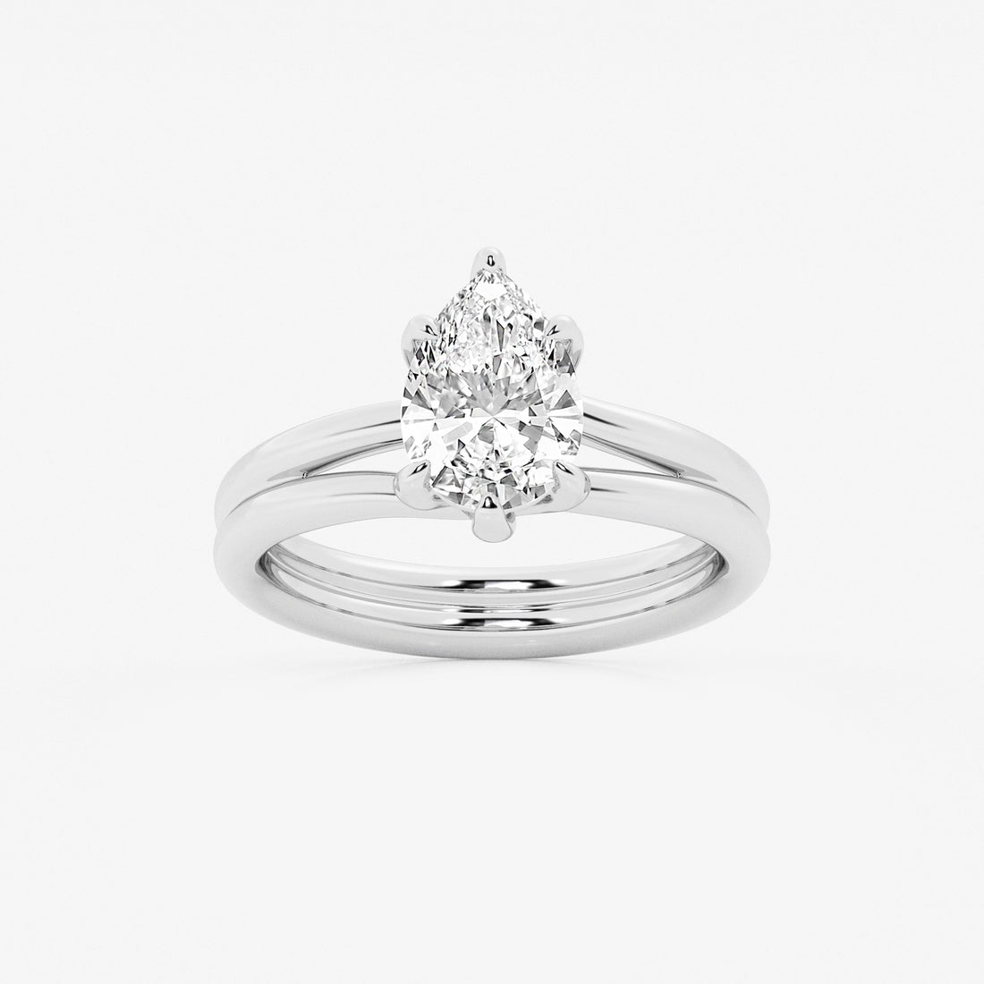 Pear Cut Lab Grown Diamond Engagement Ring  Hidden Halo Pear Shape Diamond Rin