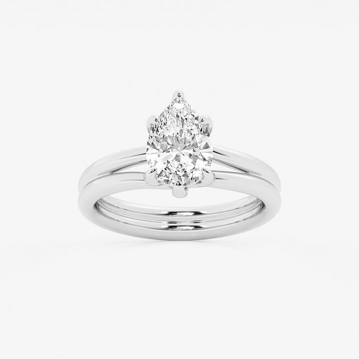 Pear Cut Lab Grown Diamond Engagement Ring  Hidden Halo Pear Shape Diamond Rin