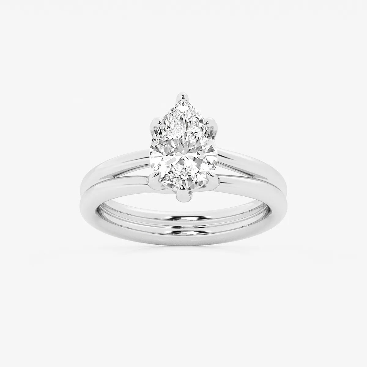 Pear Cut Lab Grown Diamond Engagement Ring  Hidden Halo Pear Shape Diamond Rin