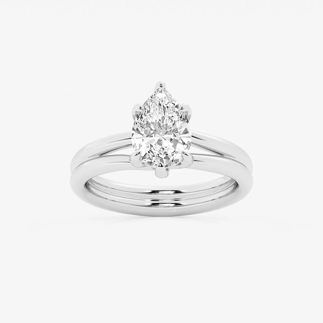Pear Cut Lab Grown Diamond Engagement Ring  Hidden Halo Pear Shape Diamond Rin