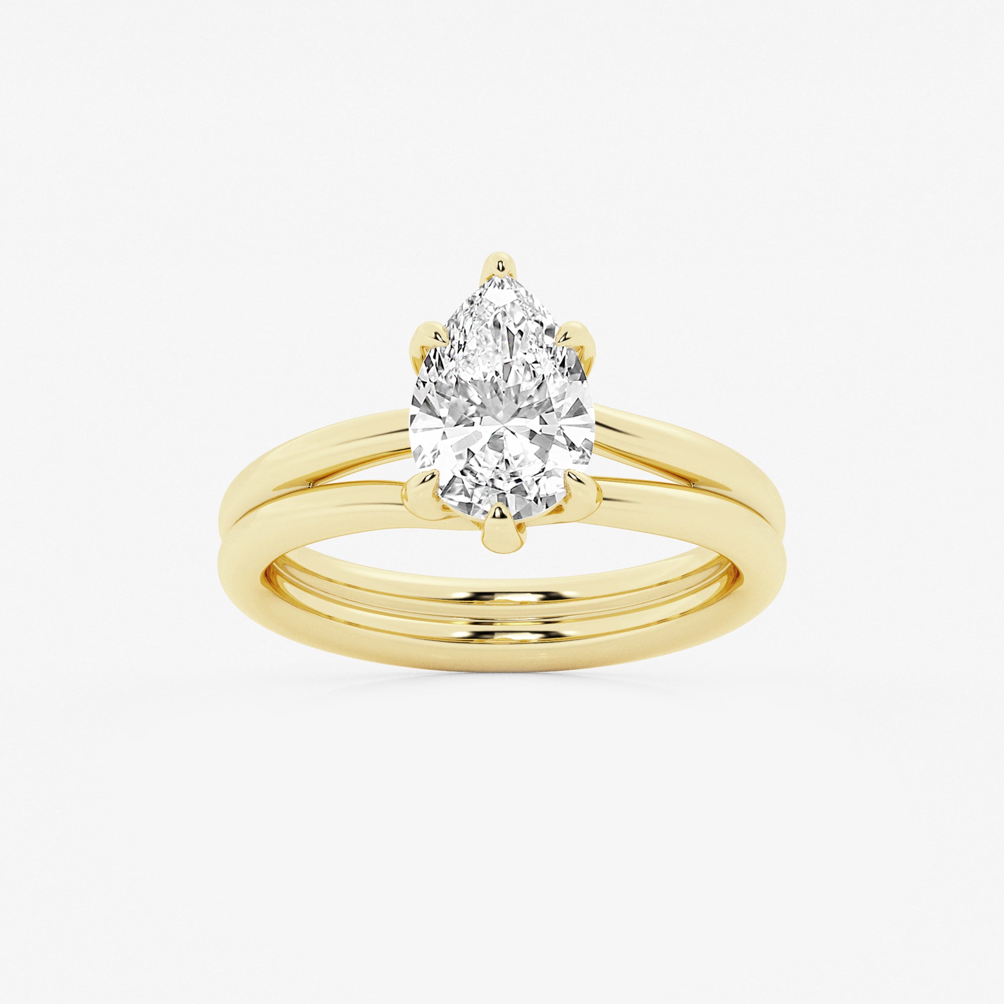 Pear Cut Lab Grown Diamond Engagement Ring  Hidden Halo Pear Shape Diamond Rin