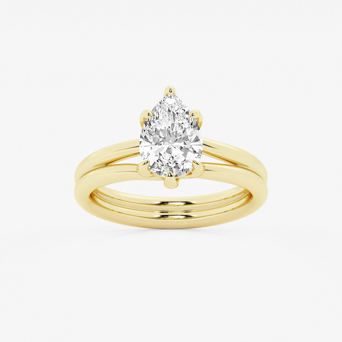 Pear Cut Lab Grown Diamond Engagement Ring  Hidden Halo Pear Shape Diamond Rin