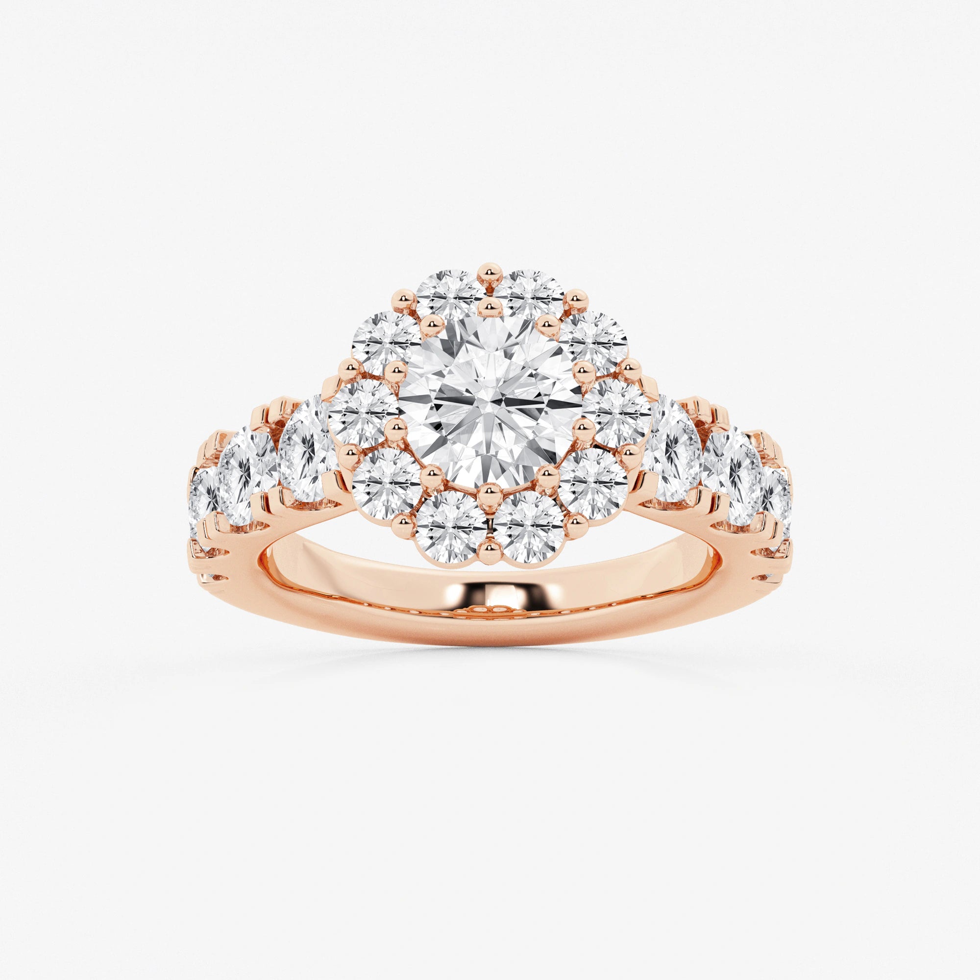 Round Cut Lab Grown Diamond Large Halo Engagement Ring