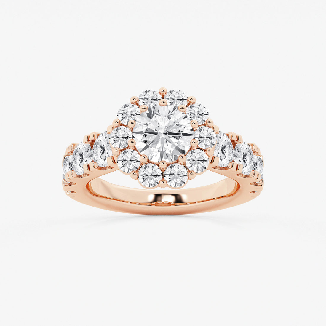 Round Cut Lab Grown Diamond Large Halo Engagement Ring