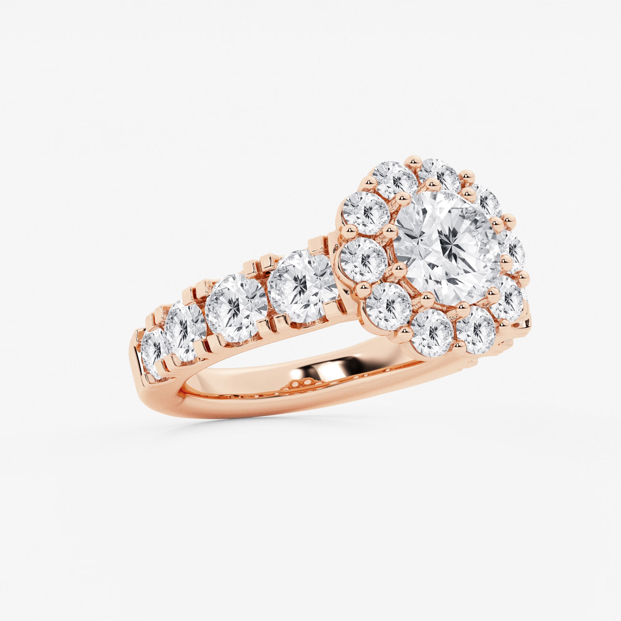 Round Cut Lab Grown Diamond Large Halo Engagement Ring