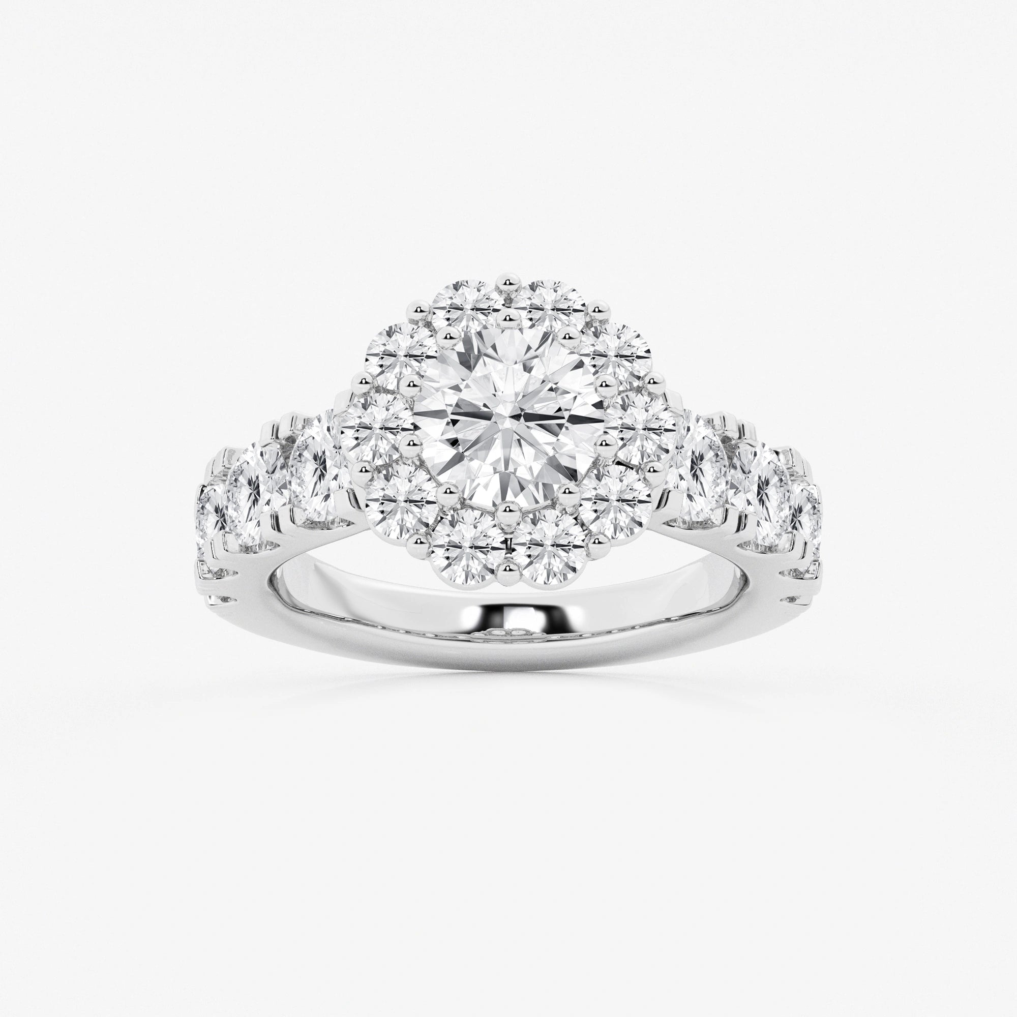 Round Cut Lab Grown Diamond Large Halo Engagement Ring
