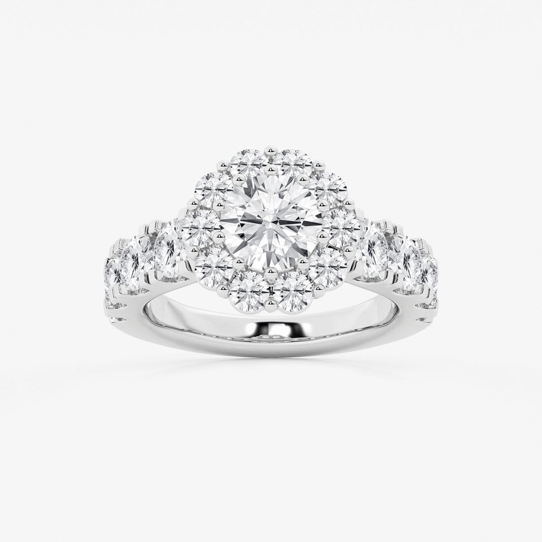 Round Cut Lab Grown Diamond Large Halo Engagement Ring