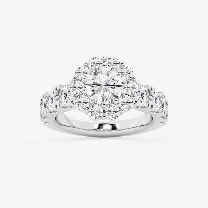 Round Cut Lab Grown Diamond Large Halo Engagement Ring