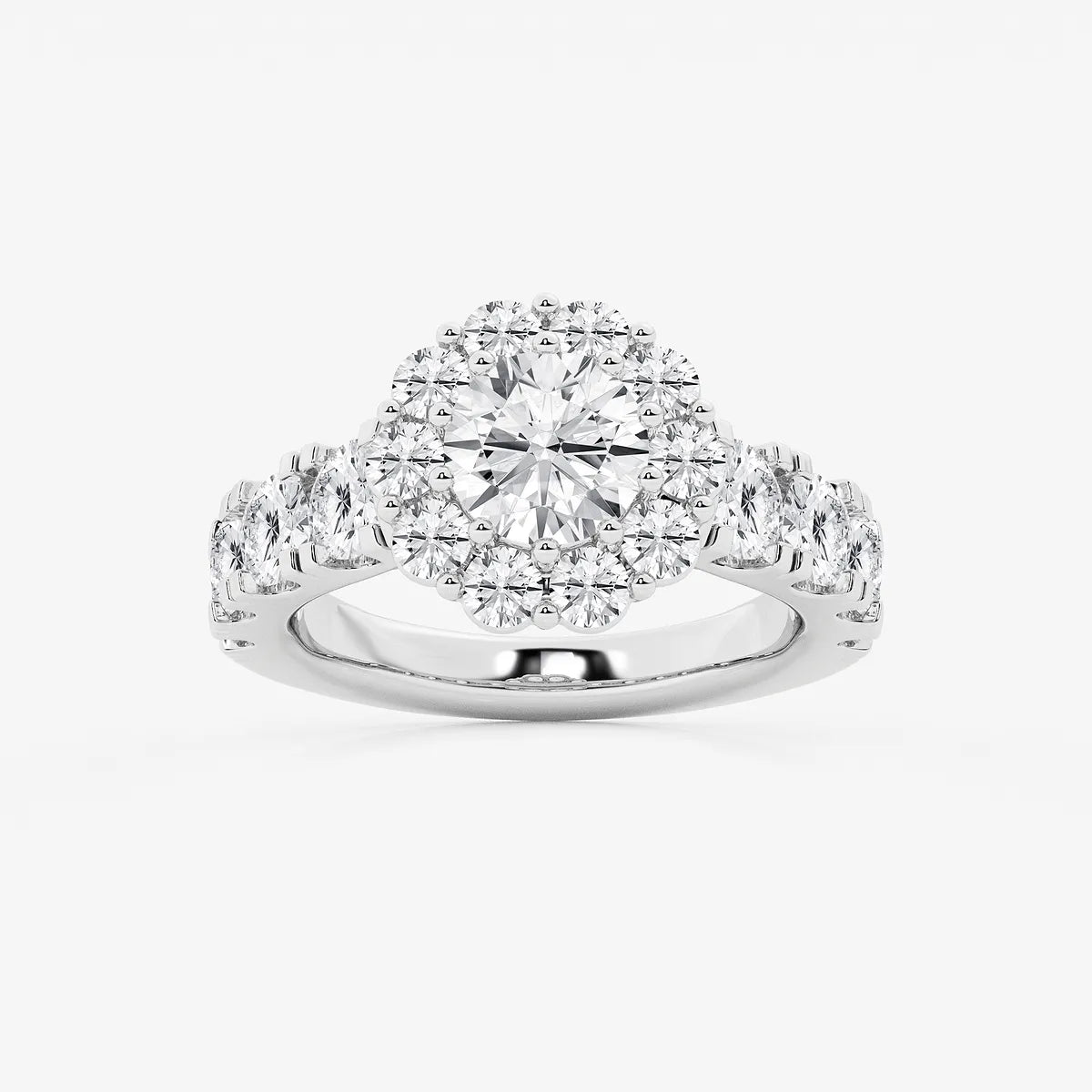 Round Cut Lab Grown Diamond Large Halo Engagement Ring