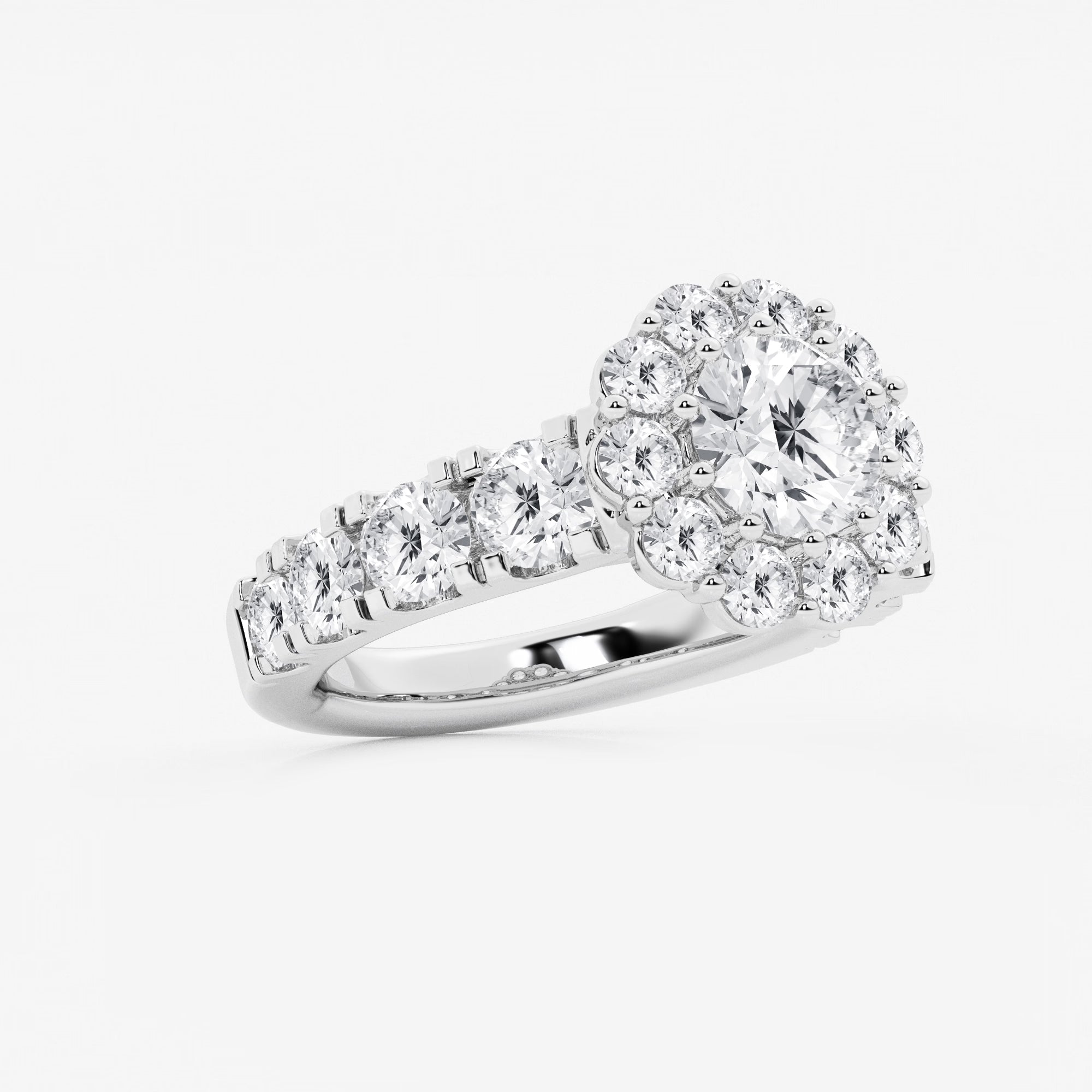 Round Cut Lab Grown Diamond Large Halo Engagement Ring