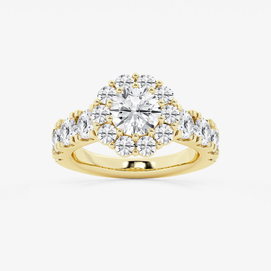 Round Cut Lab Grown Diamond Large Halo Engagement Ring