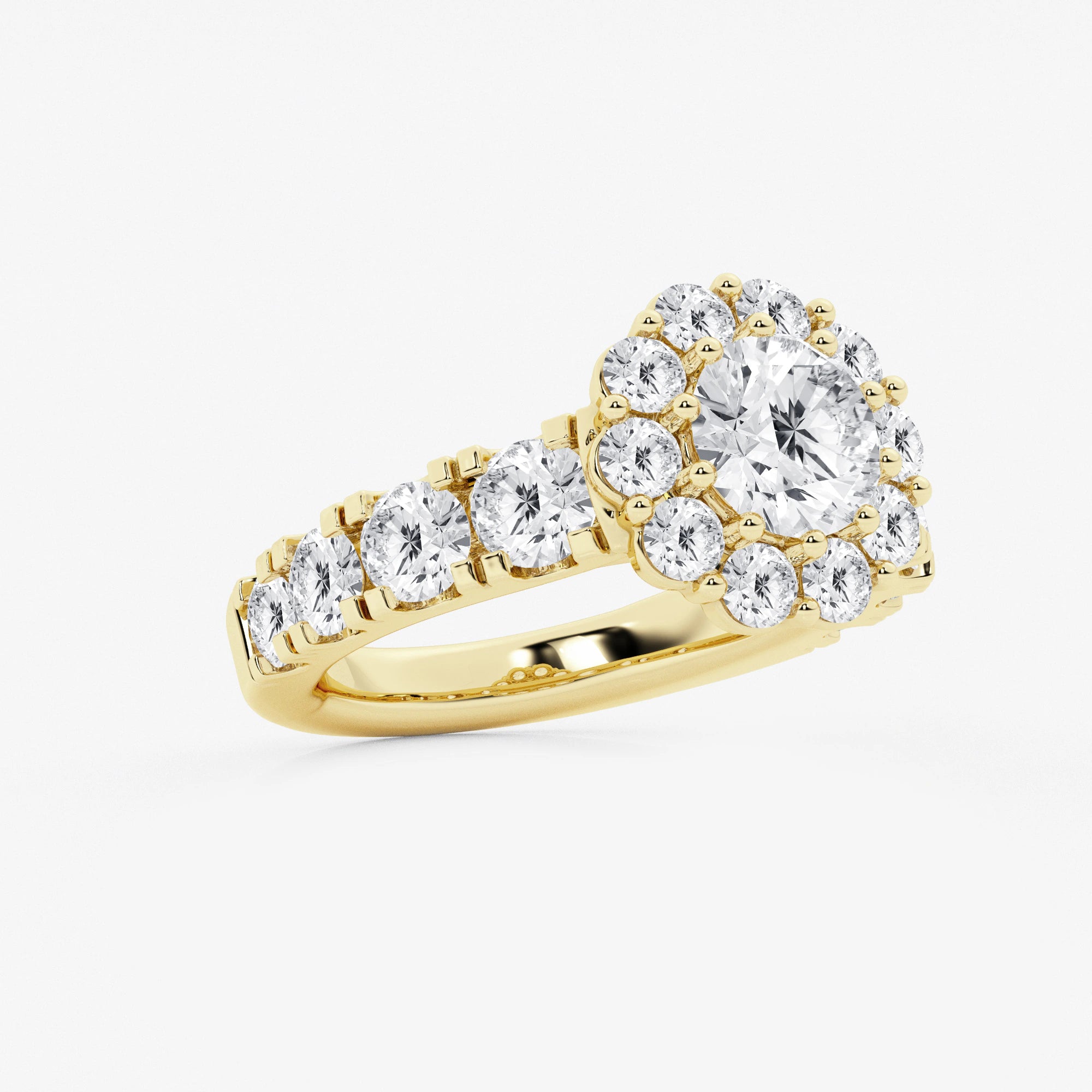 Round Cut Lab Grown Diamond Large Halo Engagement Ring