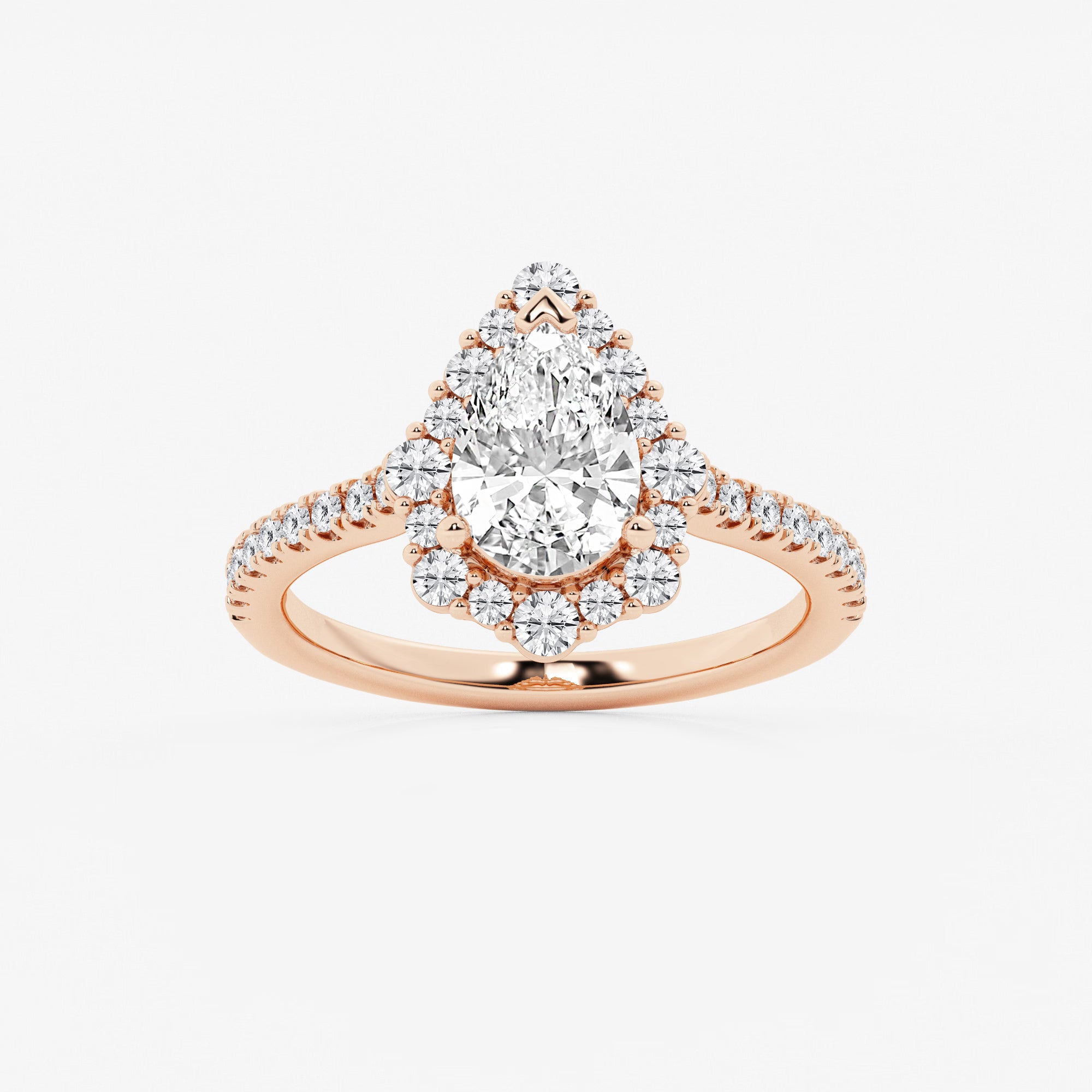Pear Cut Lab Grown Diamond Engagement Ring, Single Halo Pear Shape Diamond Ring